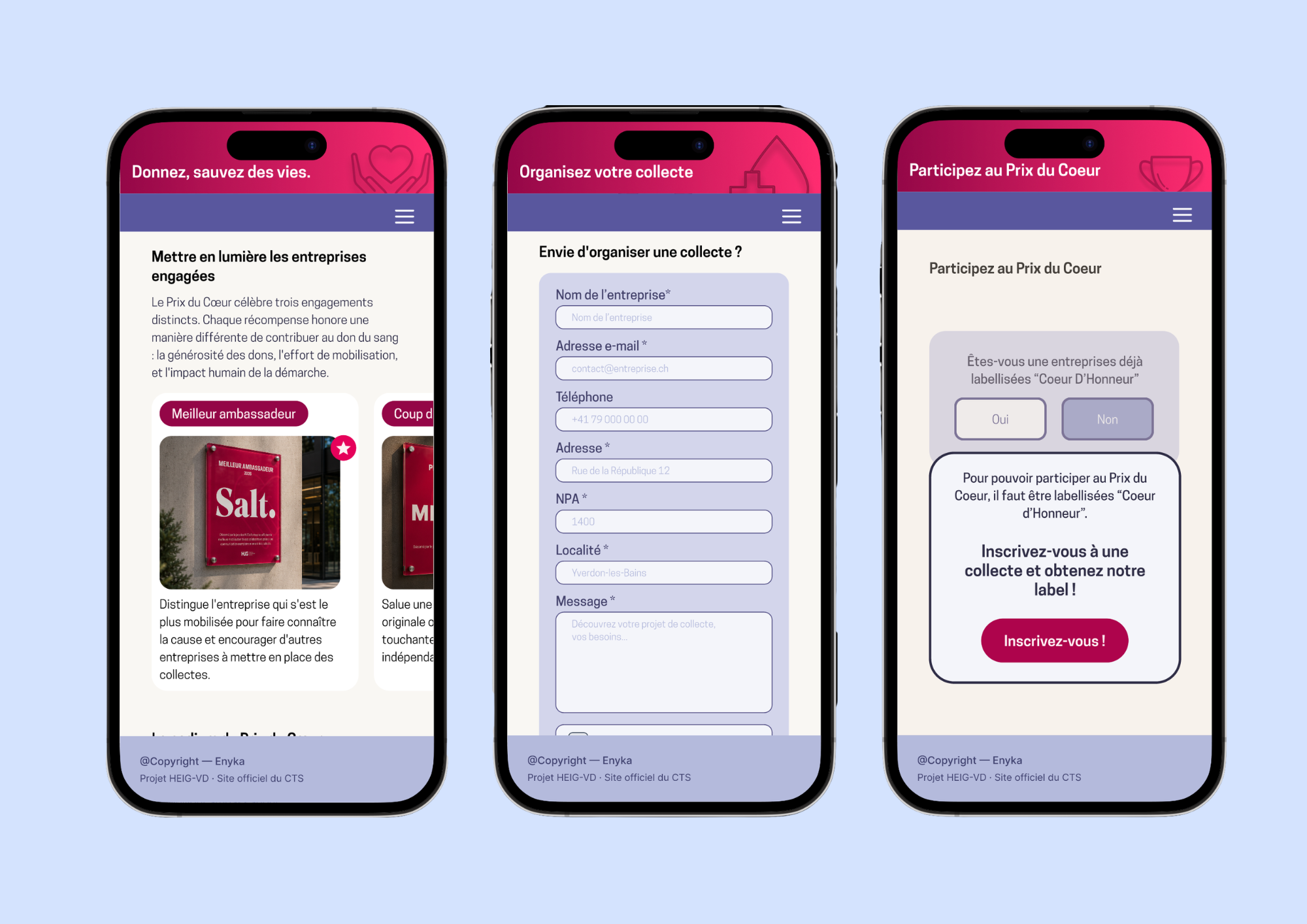 Les parcours du site public sur mobile