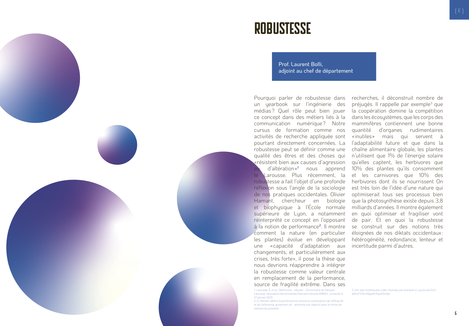 La double page « Robustesse » : formes organiques et mise en page éditoriale